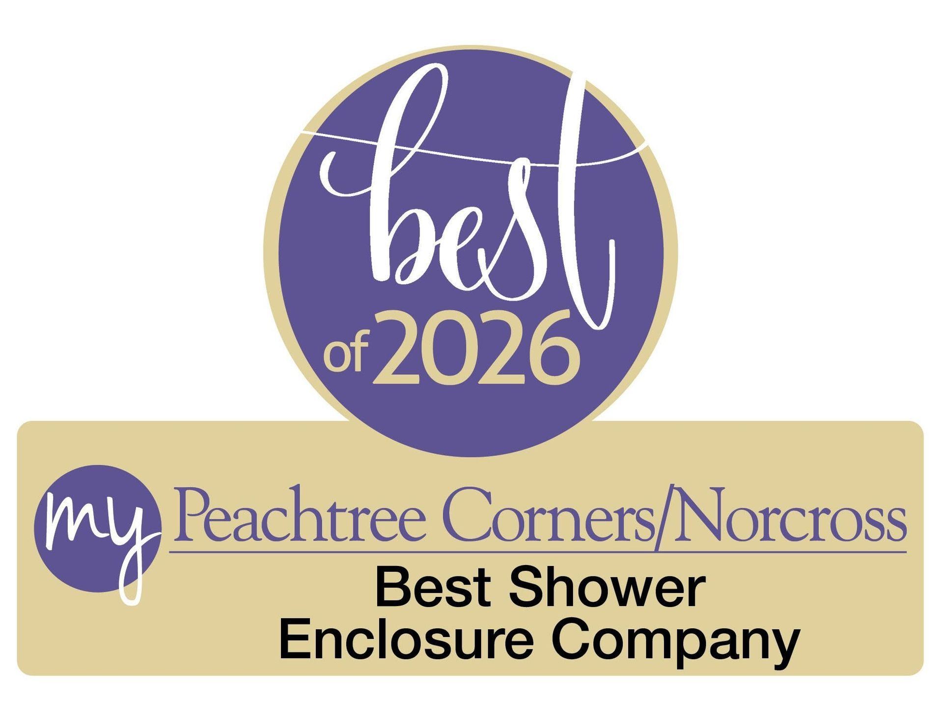 “Best of 2026” award badge for My Peachtree Corners/Norcross Best Shower Enclosure Company