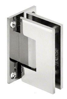 Stainless steel glass door hinge with rectangular plates and a pivoting arm