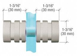 Metal pipe coupling with blue center band, labeled 1-3/16 in (30 mm) dimensions.
