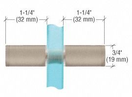 Blue clamp centered on a 3/4-inch pipe, showing 1-1/4-inch spacing measurements on both sides