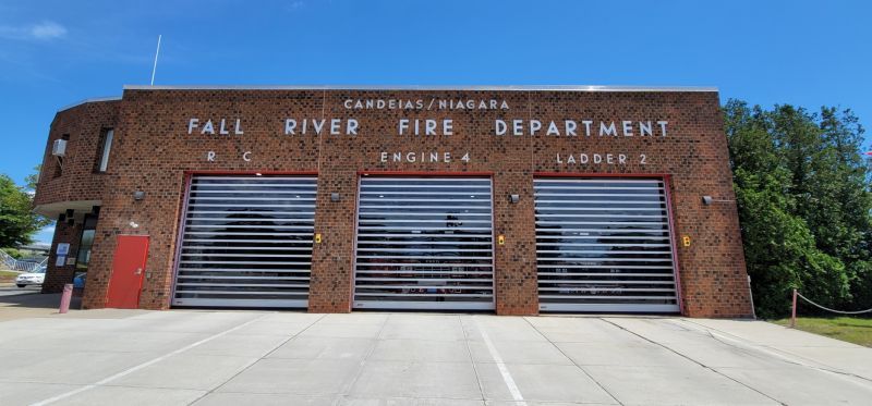 The fall river fire department is located in a brick building.