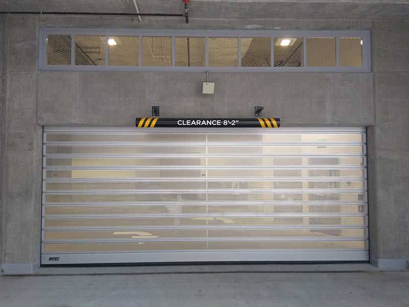A garage door with a sign that says clearance on it.