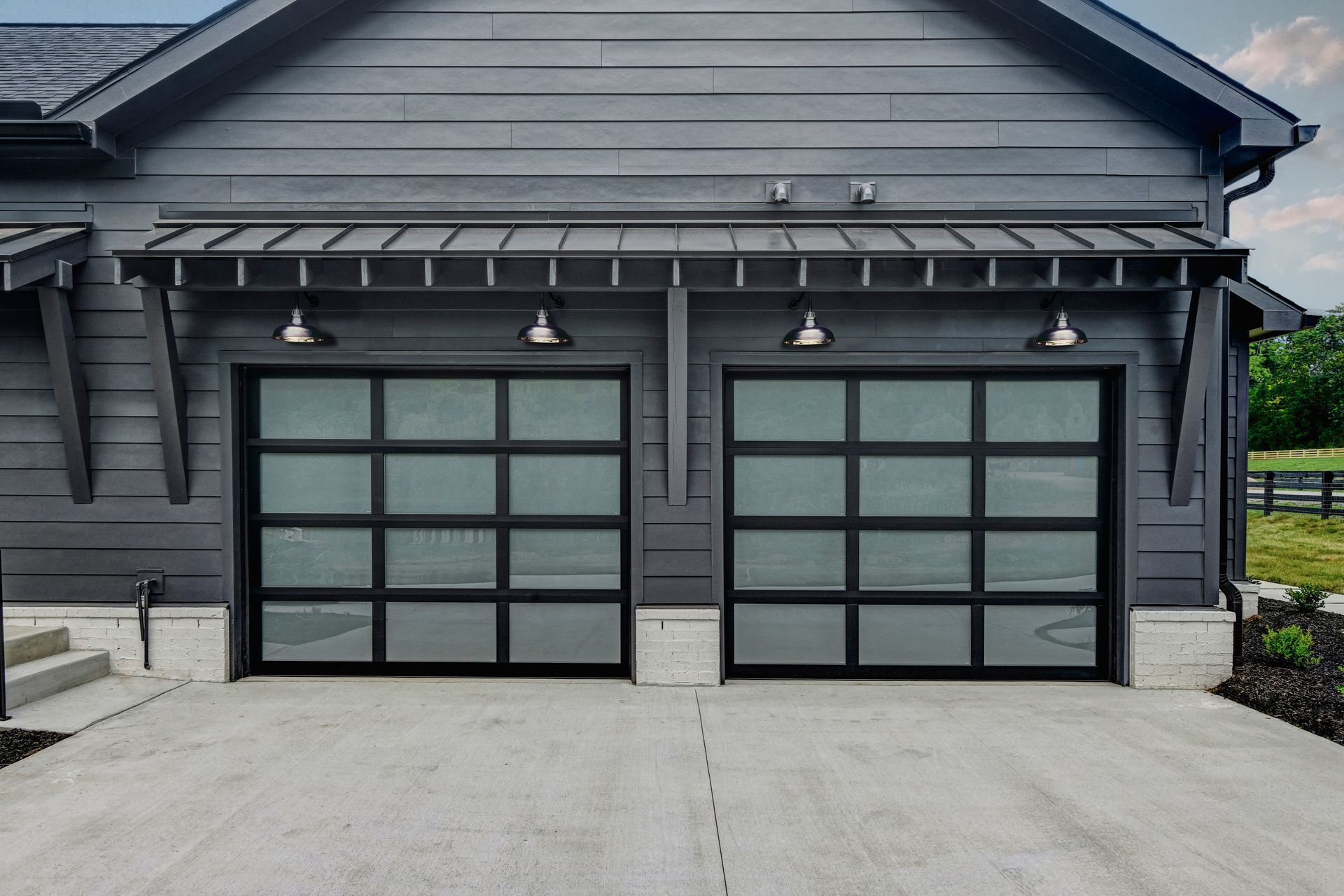 Gray and black garage door