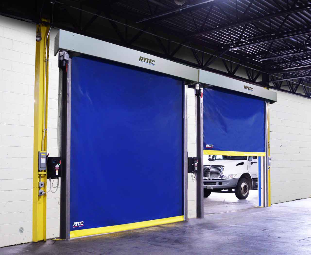 blue fabric door