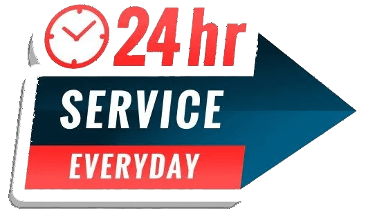 A sign that says 24 hr service everyday