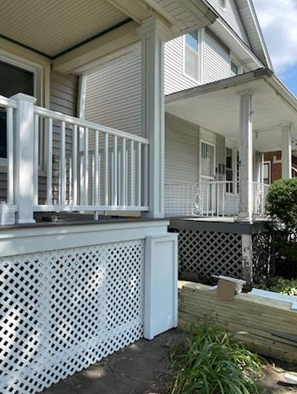 white deck and siding