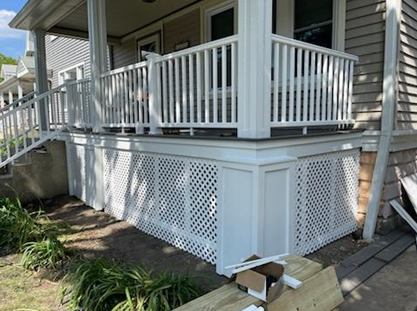 newly-painted white deck