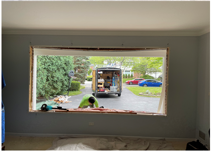before photo of an interior view of the window replacement