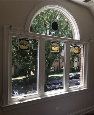 A room with three windows