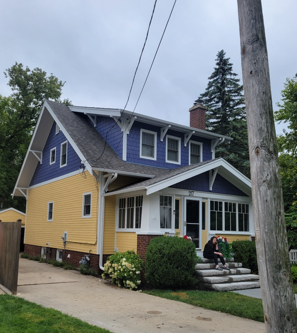 Purple and yellow house