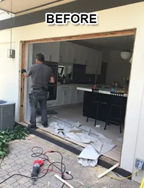 Sliding door construction before