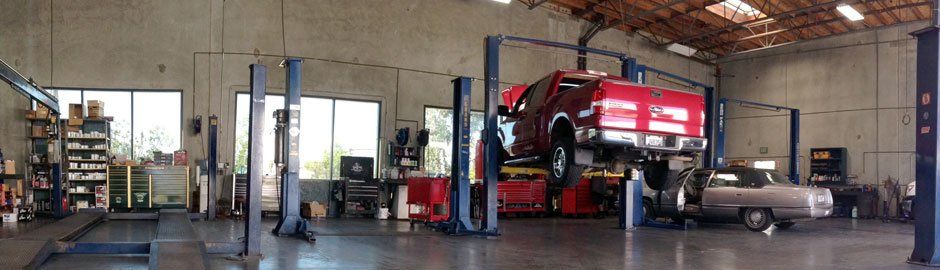 Repairing a red truck