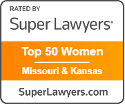 A logo for super lawyers top 50 women in missouri and kansas.