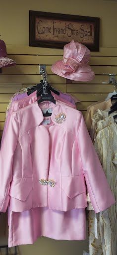 pink blouse, skirt, and hat set