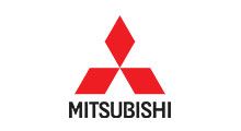 Mitsubishi logo with red three-diamond emblem above black text on a white background