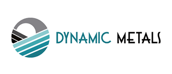 The dynamic metals logo is a blue and gray circle with a wave in the middle.