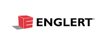 The logo for englert is a red cube with the word englert on it.