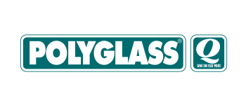 A green and white sign that says polyglass q