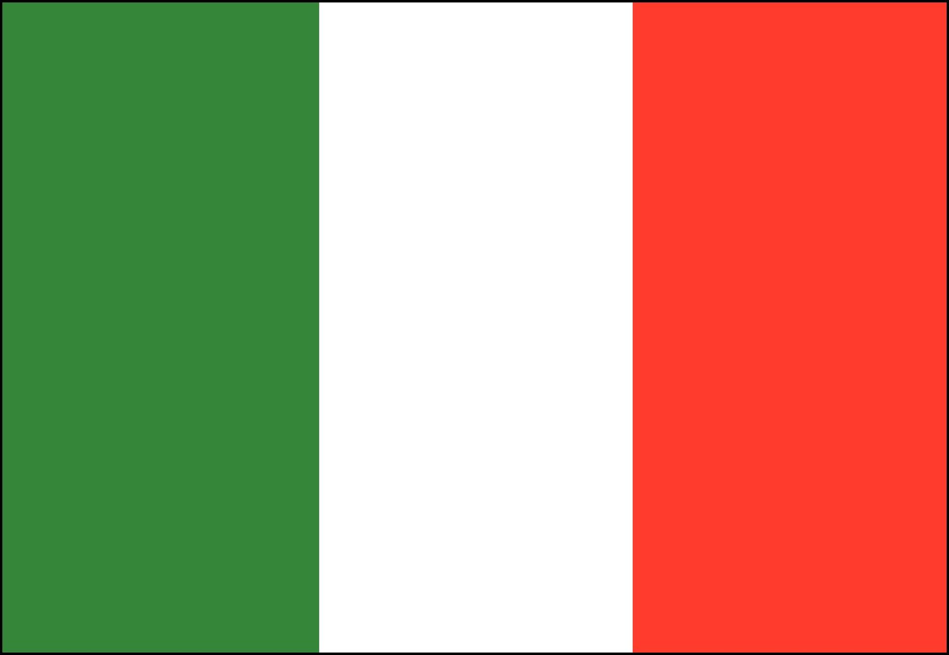 The flag of italy is green , white , and red.