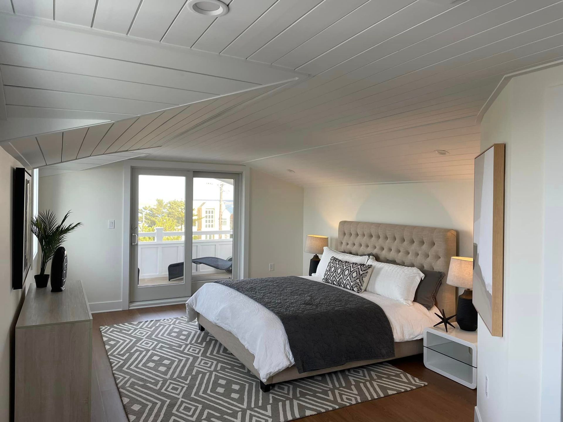 There is a large bed in the middle of the room.