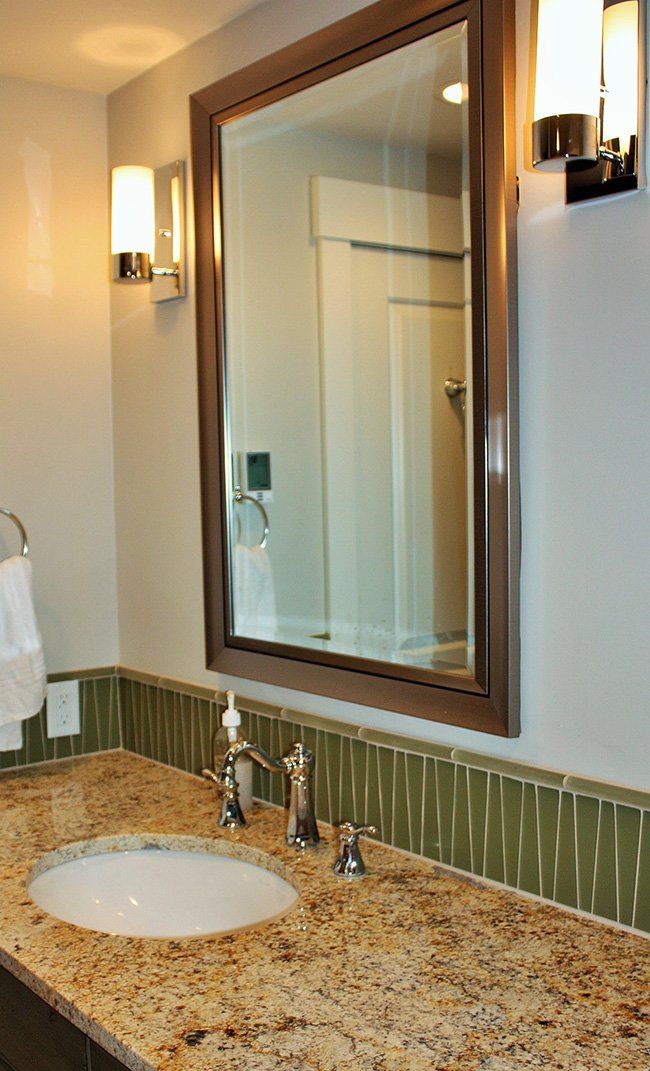 Bathroom granite sink and mirror