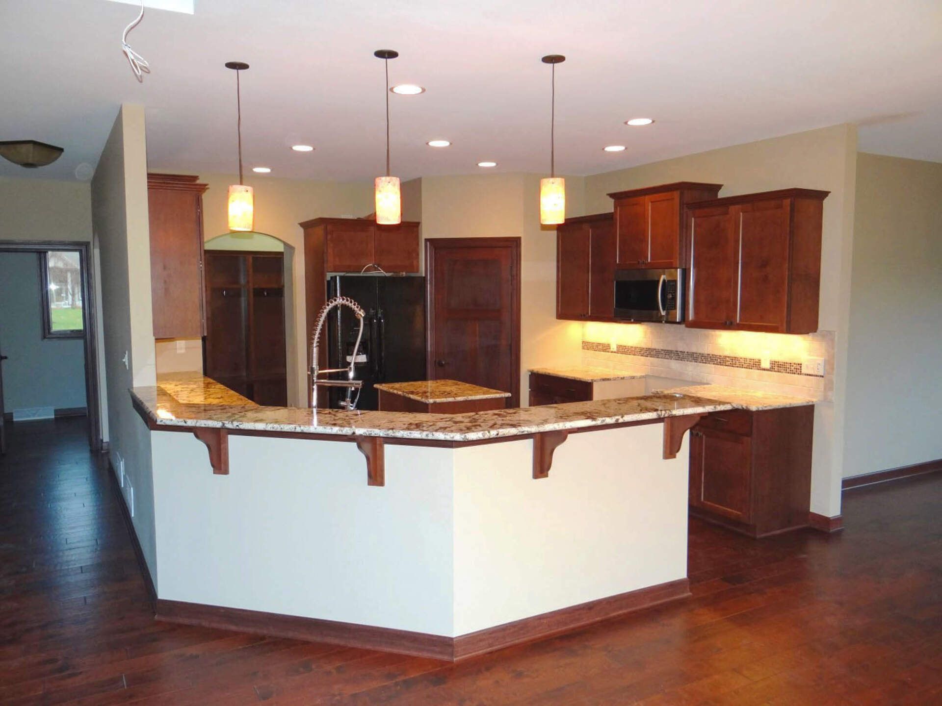 Lovely kitchen with bar island
