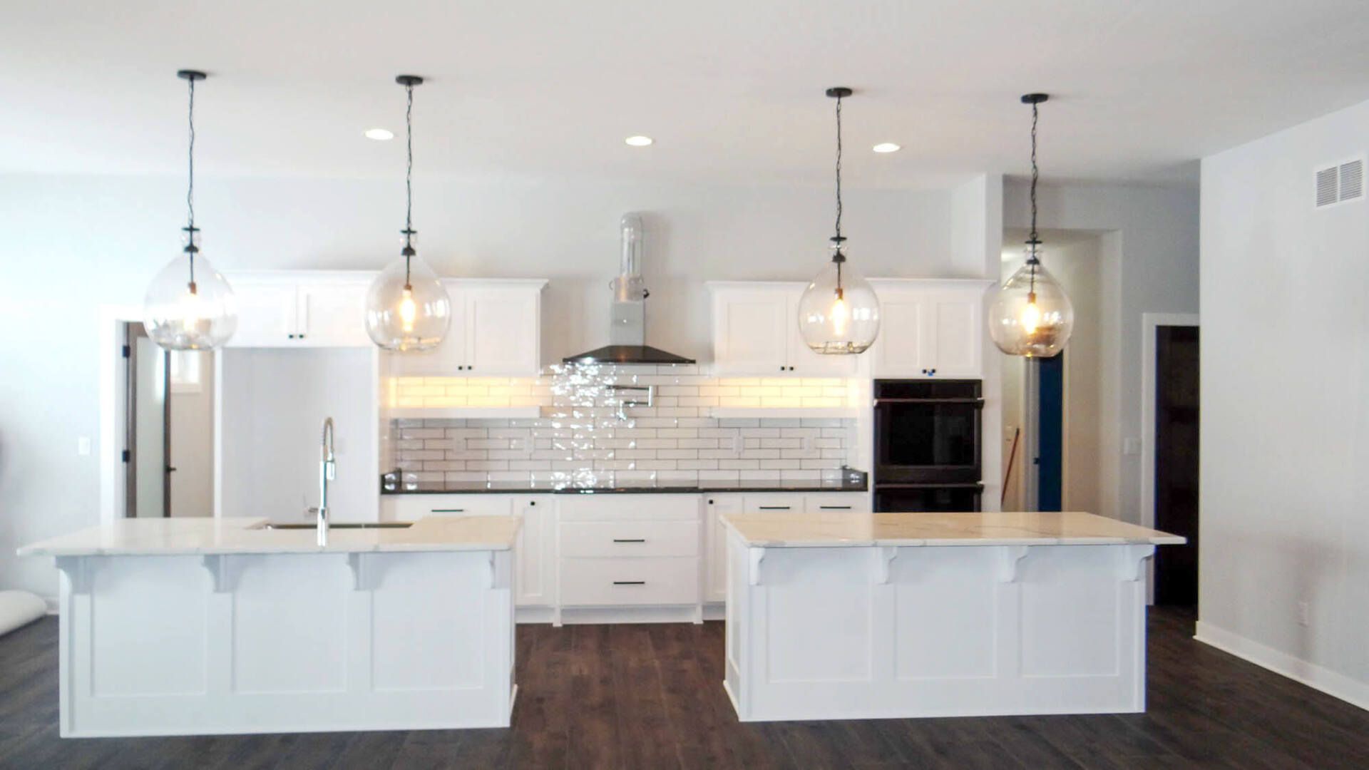 New decorated white large kitchen
