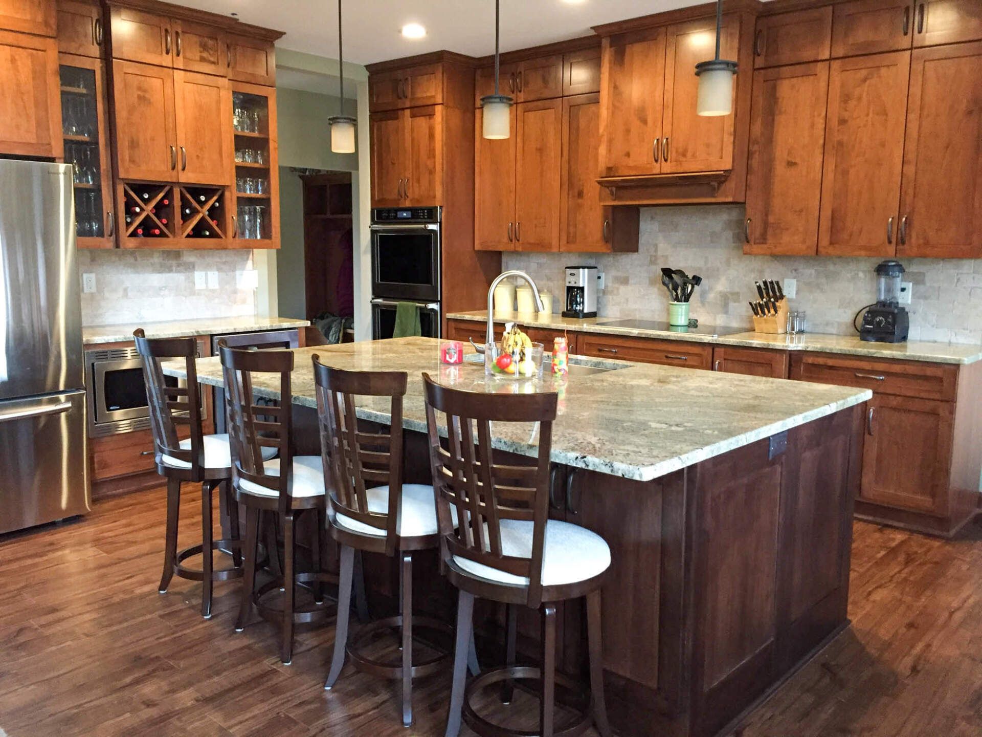 Kitchen Interior, Cabinets, and Hardwood Floors