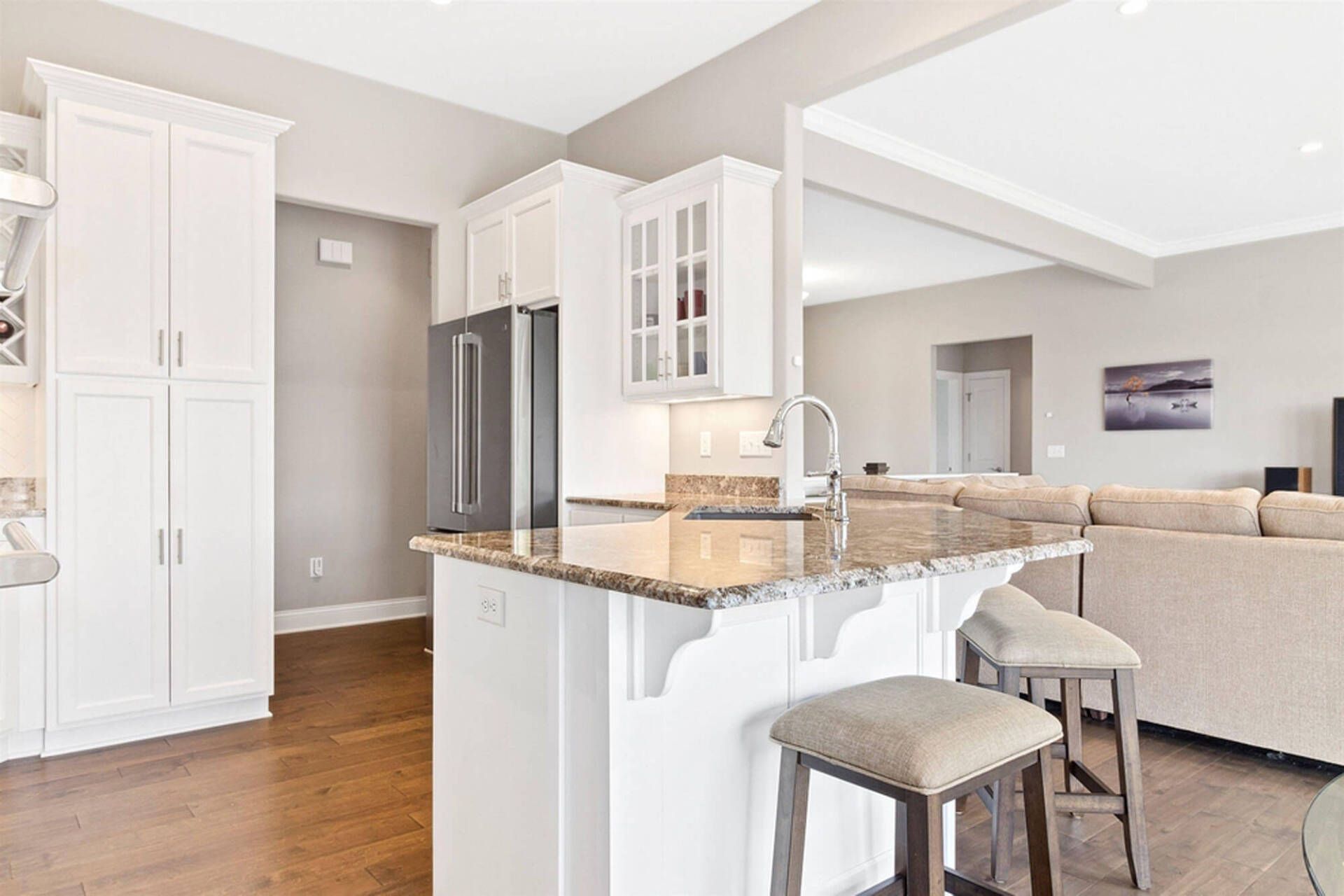 New decorated white large kitchen