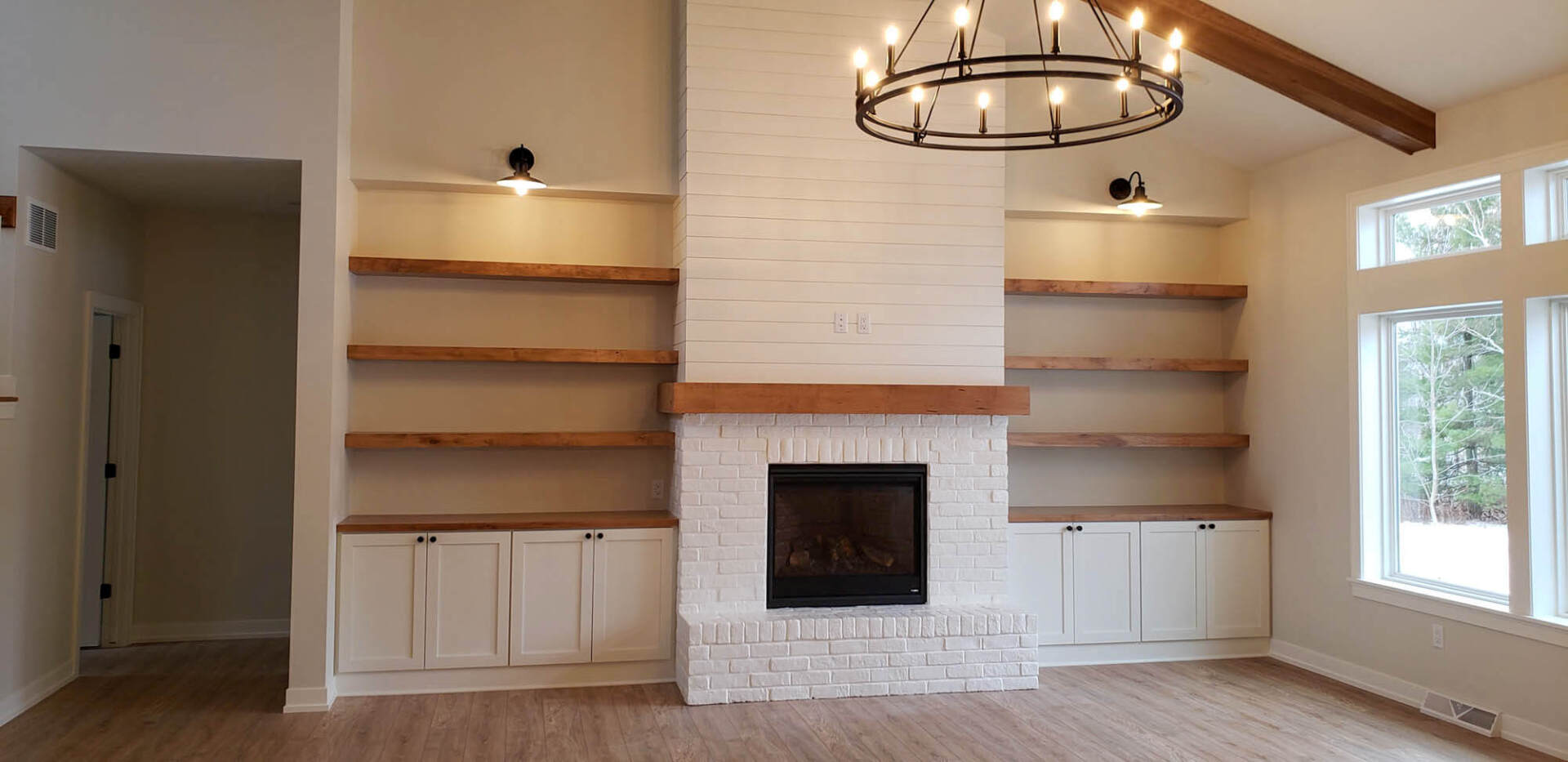 Beautiful living room interior with hardwood floors
