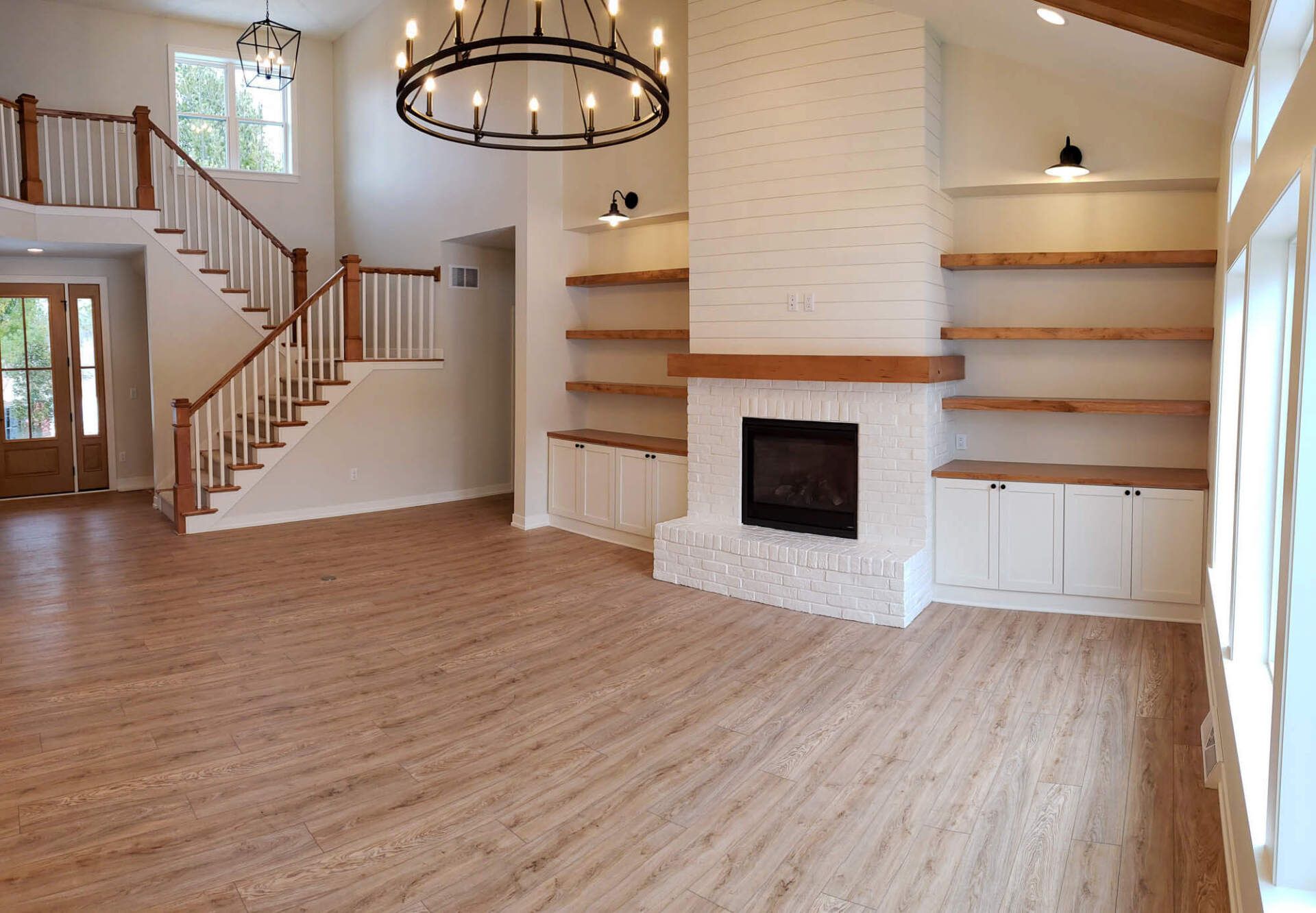 Beautiful living room interior with hardwood floors