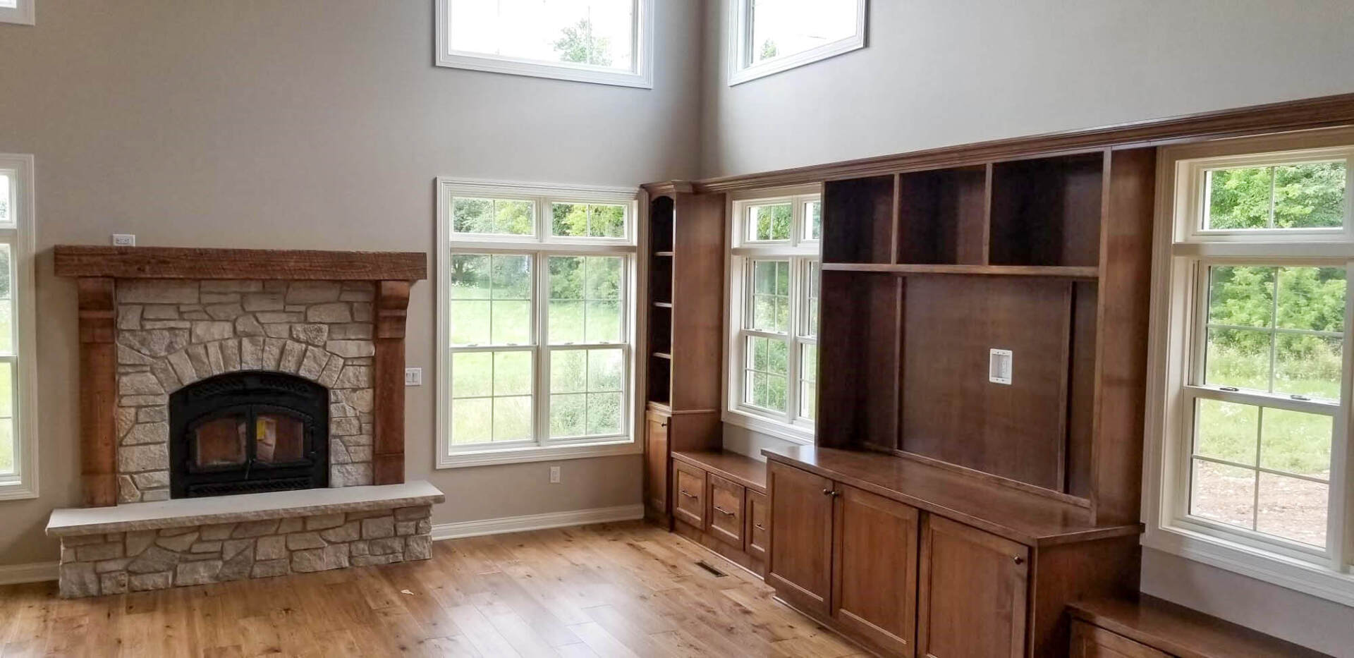 Beautiful living room interior with hardwood floors