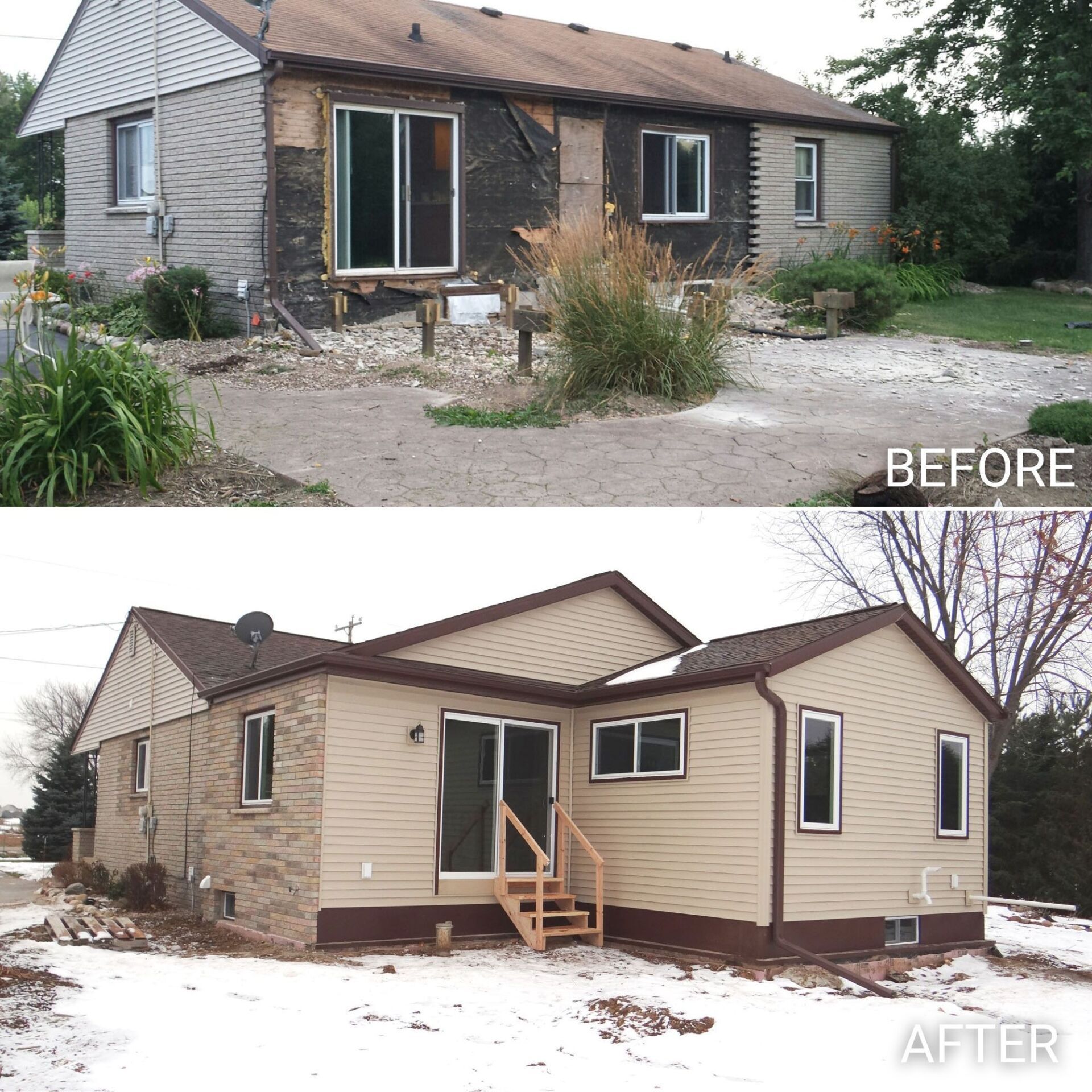 Before and after sidings restoration