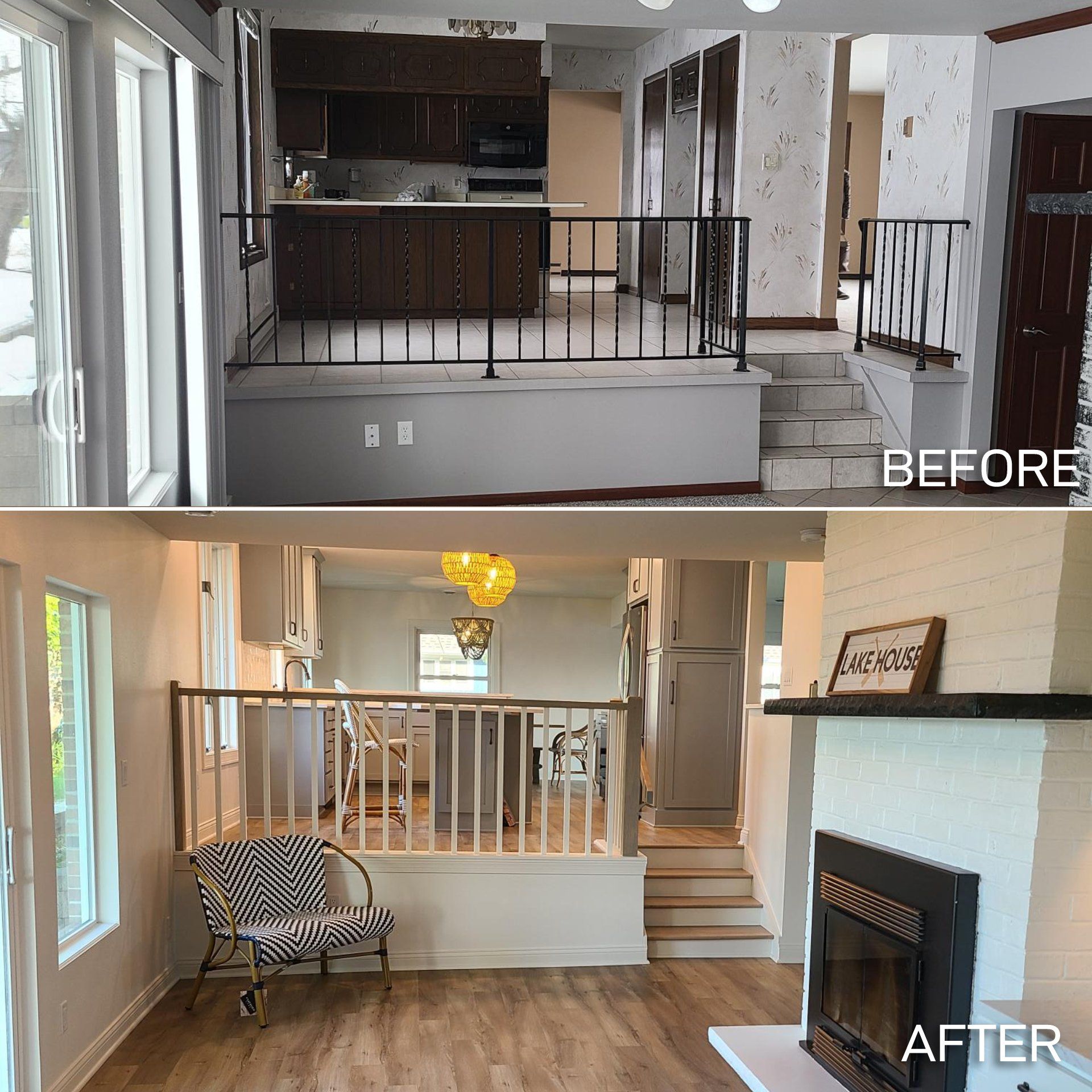 living room before and after