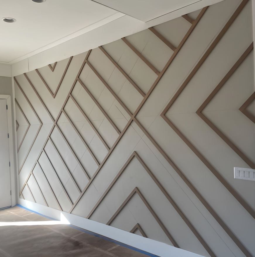 A wall with a geometric pattern on it