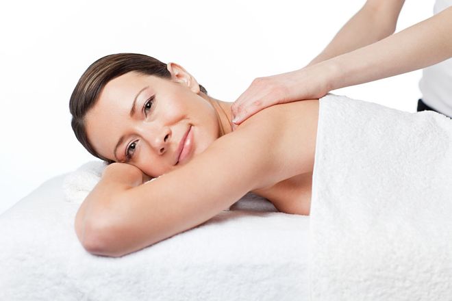 Woman receiving a back massage