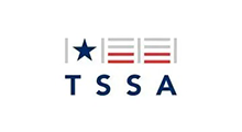 The TSSA logo, featuring a dark blue star and two sets of horizontal red lines, with the blue text 