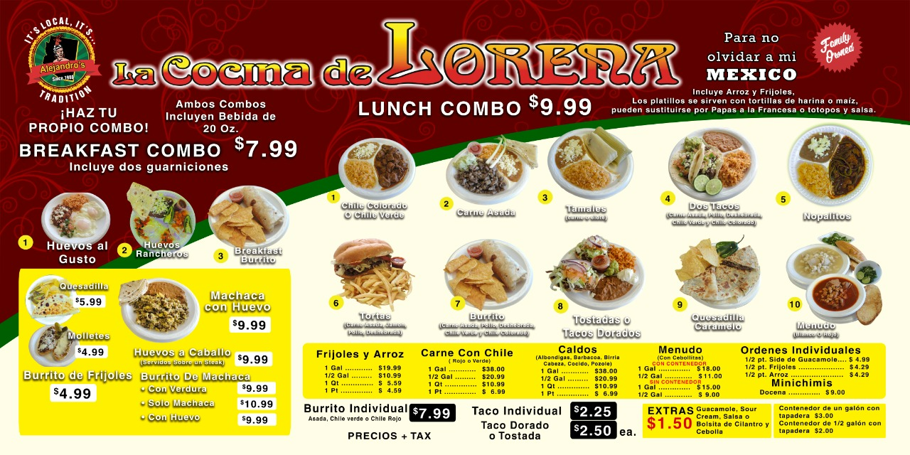 La Cocina de Lorena Menu