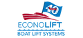 Logo for EconoLift Boat Lift Systems, featuring a boat and flag with the number 40.