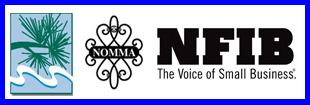 Conroe Chamber of Commerce brand logo, Nomma Brand Logo, NFIB The Voice of Small Business Brand Logo