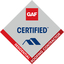 A logo for a certified residential roofing contractor