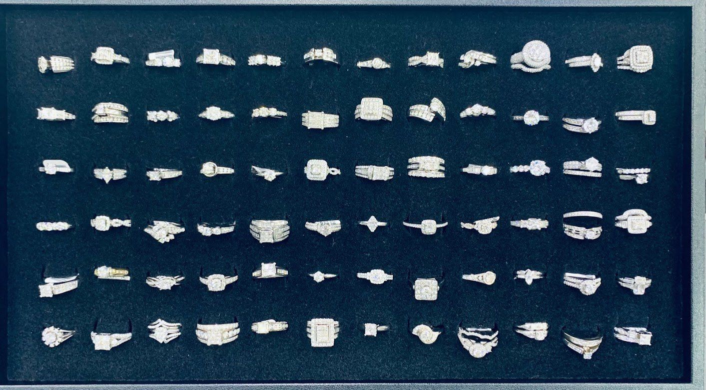 A blue tray with a lot of small objects on it