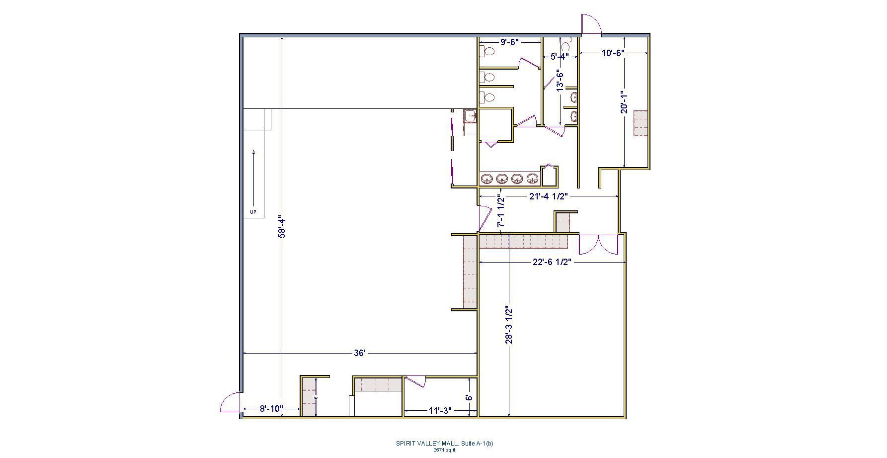 Floor plan of a rectangular apartment, showcasing rooms and dimensions. Includes kitchen, bath, and living space.
