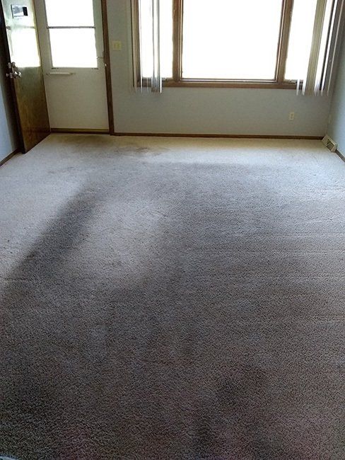 Before floor carpet was cleaned