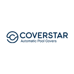 Coverstar Automatic Pool Covers logo in navy blue on a white background