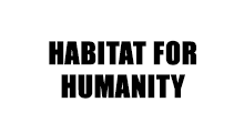 A black and white logo for habitat for humanity on a white background.