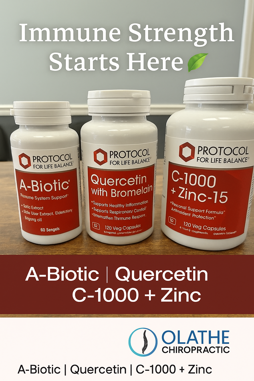 Protocol for Life Balance, A-Biotic, Quercetin Bromelain, C-1000 Zinc, Olathe Chiropractic, No Label