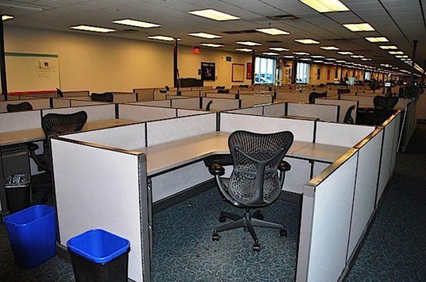 Office tables, cubicles and chairs
