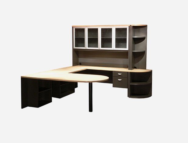 Office table, cabinets and drawers