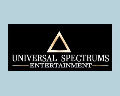 A universal spectrums entertainment logo on a blue background